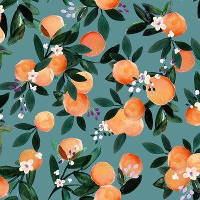 Citrus Curtain Panel Oranges And Blossoms On Cream Ii by kaileyhawthorn Summer Fruit  Oranges Food Custom Curtain Panel by Spoonflower