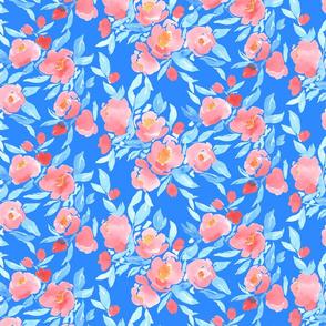 Watercolor Floral Blue Blush