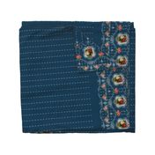 Victorian Roses and Filigree Border - Dark Blue