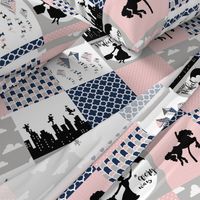 Practically Perfect - Wholecloth Cheater Quilt - Pink/Navy