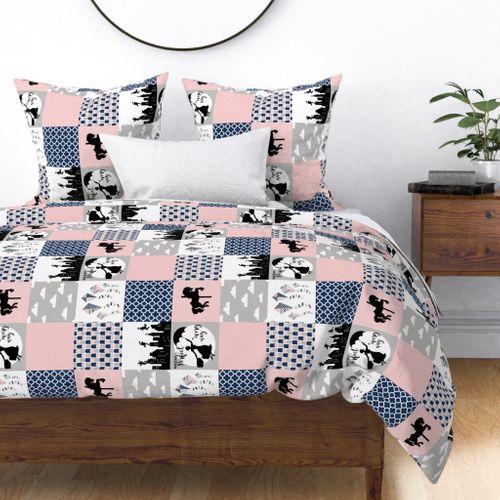 Practically Perfect - Wholecloth Cheater Quilt - Pink/Navy - Rotated