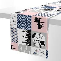 Practically Perfect - Wholecloth Cheater Quilt - Pink/Navy - Rotated