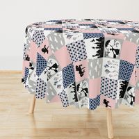 Practically Perfect - Wholecloth Cheater Quilt - Pink/Navy - Rotated