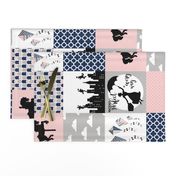 Practically Perfect - Wholecloth Cheater Quilt - Pink/Navy - Rotated