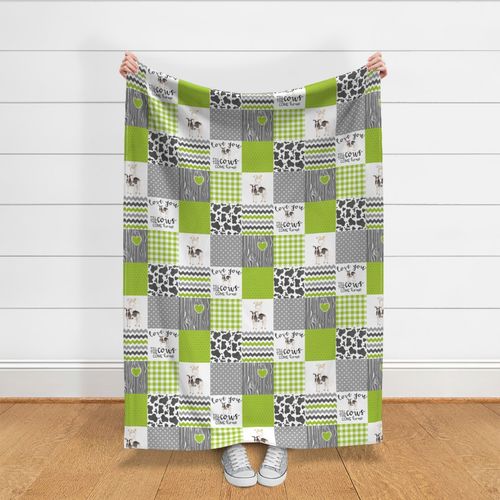 Farm//Love you till the cows come home - Wholecloth Cheater Quilt - Lime 