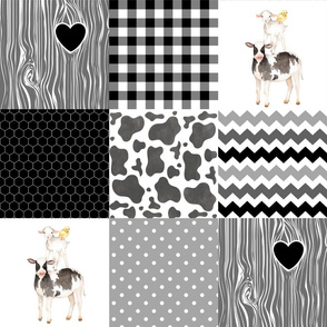 Farm//Love you till the cows come home - wholecloth cheater quilt - black