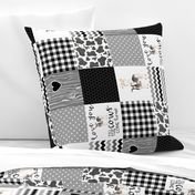 Farm//Love you till the cows come home - wholecloth Cheater Quilt - Black - Rotated