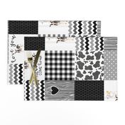 Farm//Love you till the cows come home - wholecloth Cheater Quilt - Black - Rotated