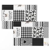 Farm//Love you till the cows come home - wholecloth Cheater Quilt - Black - Rotated