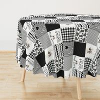 Farm//Love you till the cows come home - wholecloth Cheater Quilt - Black - Rotated