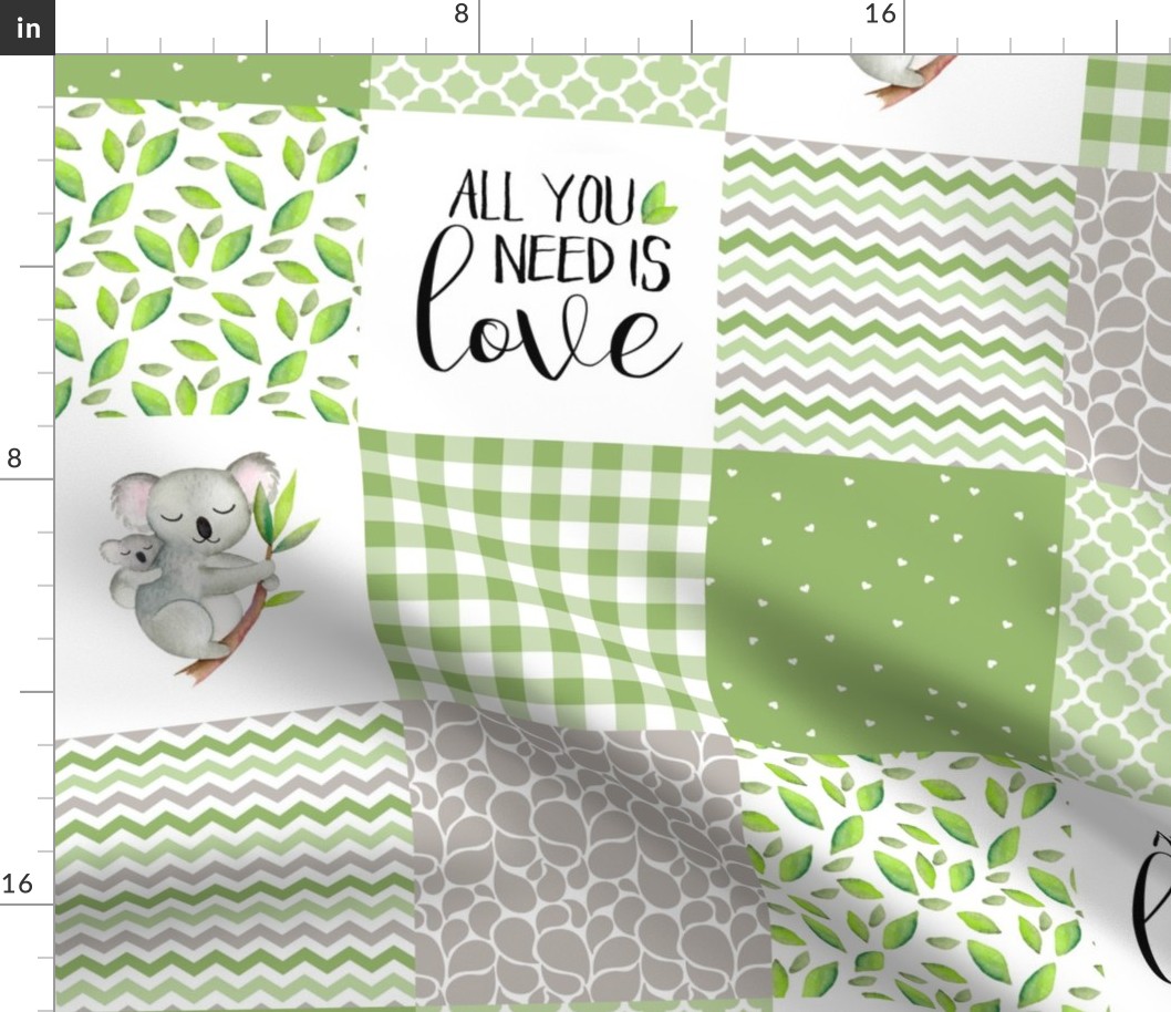 Koala//All you need is love - wholecloth Cheater Quilt