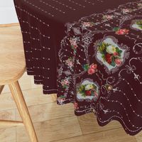 Victorian Roses and Filigree Border - Burgandy