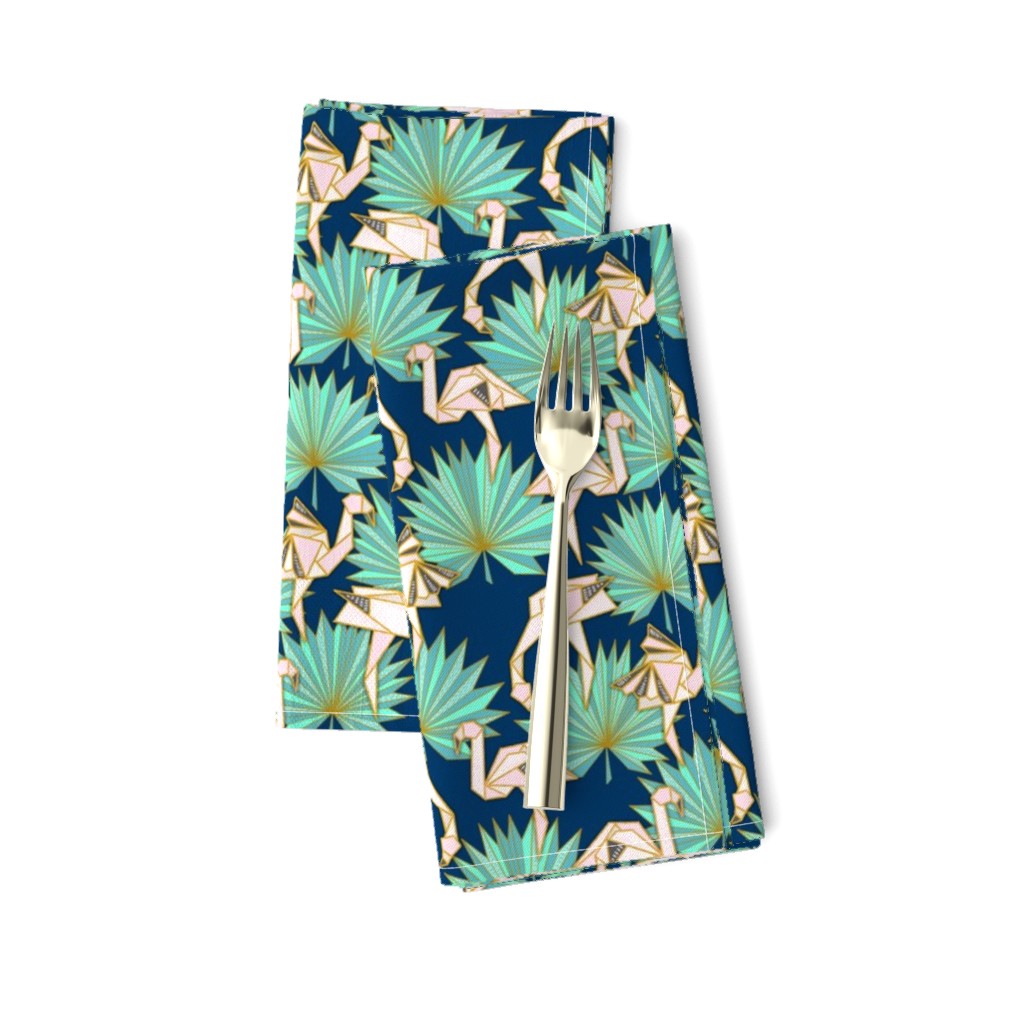 Flamingoes & Palms origami /Flamingami Ori-topia (navy) 3