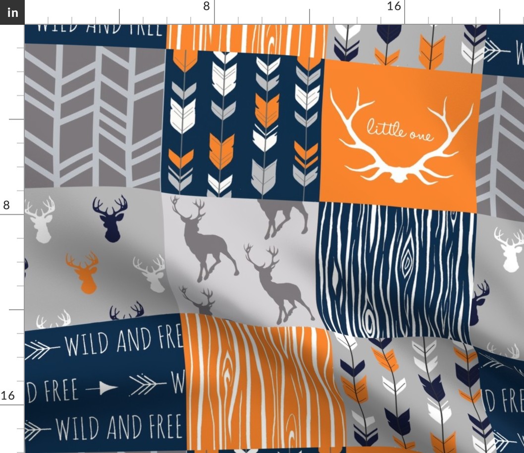 Patchwork Deer - Navy, Orange, Grey - Broncos