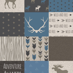 Adventure Awaits Quilt - Blue, Brown, And Tan