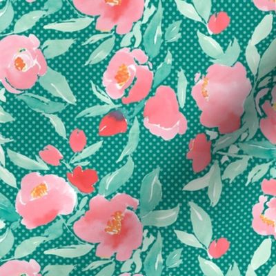 Watercolor Floral Dot Mint Green