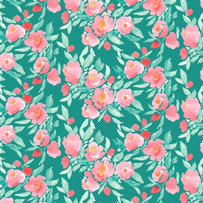 Watercolor Floral Dot Mint Green