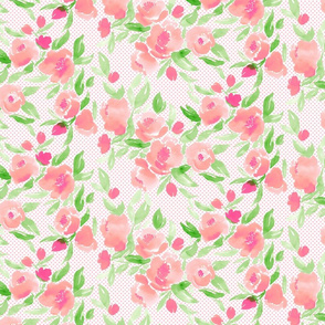Watercolor Floral Dot in Pink and Bright Green