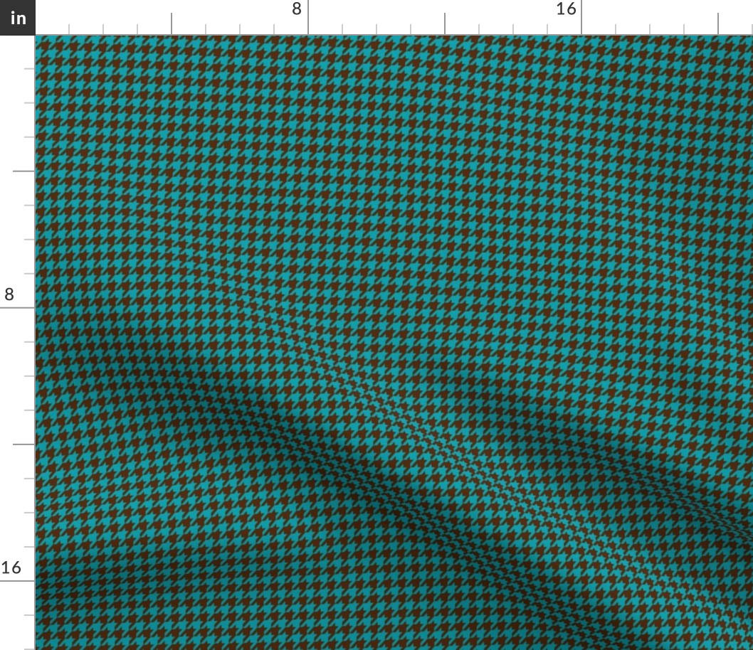 Houndstooth Chocolate and Teal Small