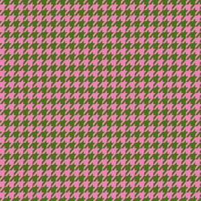 Houndstooth Army Green Peony Pink Small