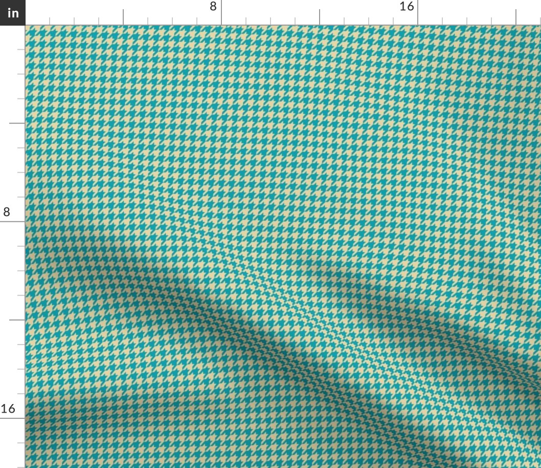 Houndstooth Tan and Teal Small