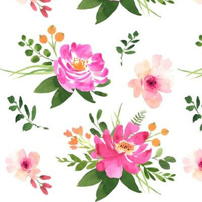 Vintage Floral White - Watercolor Floral