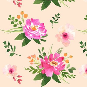 Vintage Floral Peach - Watercolor Floral