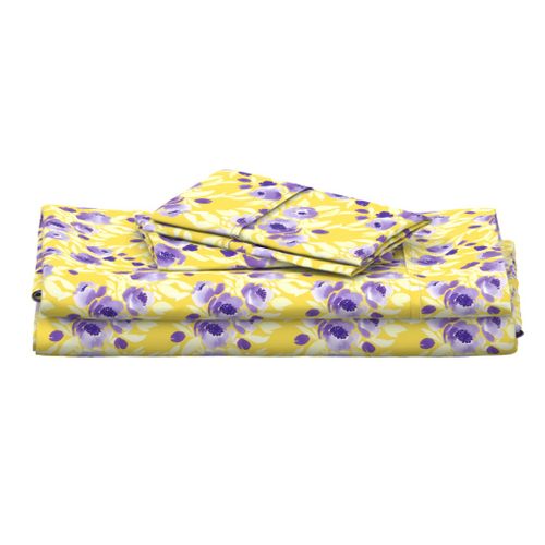 Watercolor Floral Purple Yellow