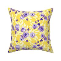 Watercolor Floral Purple Yellow