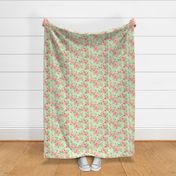 Watercolor Floral in Pink and Pale Green