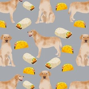 labrador retriever yellow lab fabric - tacos and dog fabric - grey