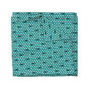 Medium Scale Border Collies and Sheep on Teal