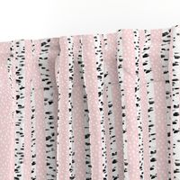 Birch Trees - Winter Birch Forest in the Snowfall with Pink Small Scale by Minikuosi