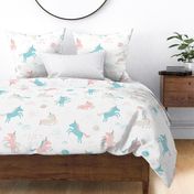 Unicorns in Space - soft pink, blue, beige - BIG