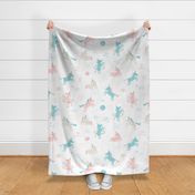 Unicorns in Space - soft pink, blue, beige - BIG