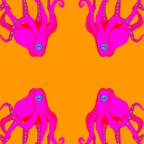 Large - Pink Octopus Swim Meet on Orange