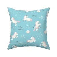 Unicorns in Space - blue - SMALL