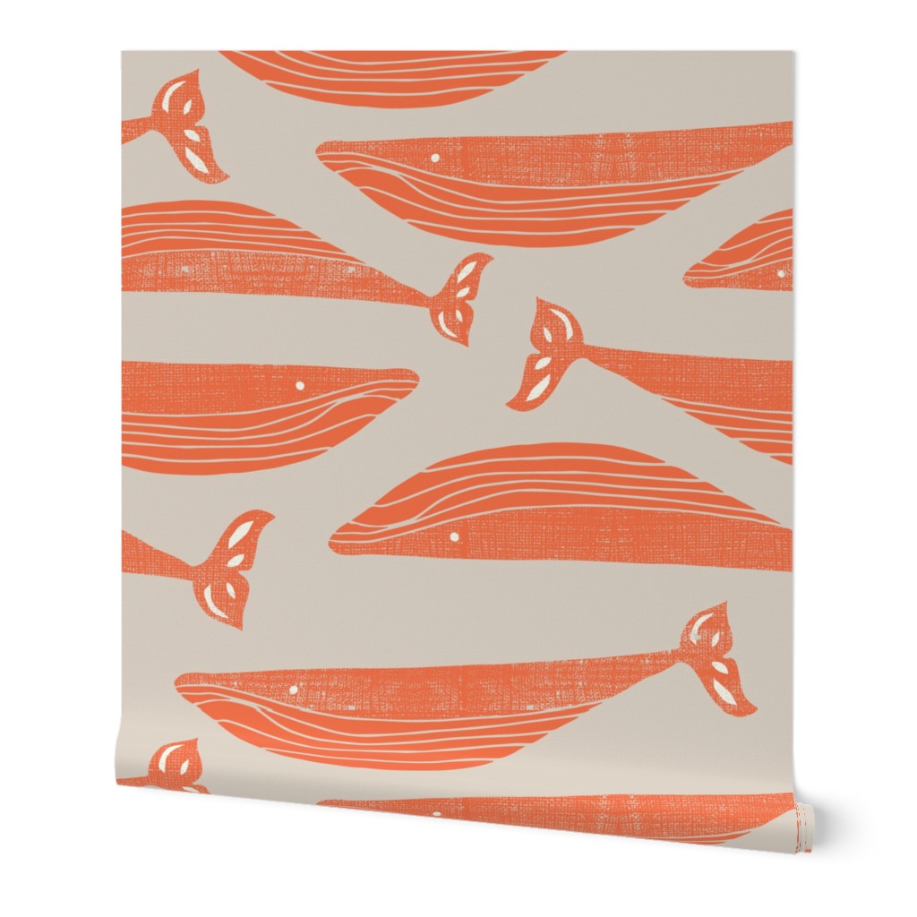 Textured Orange whales