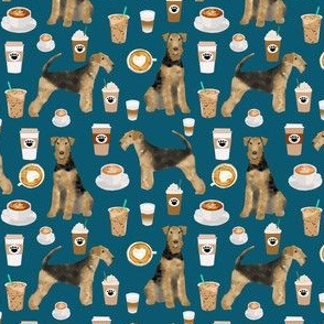 airedale terrier (smaller) dog fabric cute dogs coffee dogs fabric coffee fabric