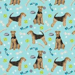 Airedale Terrier toys (smaller) dog breed fabric light blue