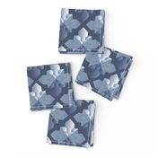 Origami Square Flowers blue monochrome