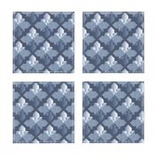 Origami Square Flowers blue monochrome