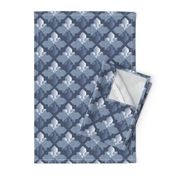 Origami Square Flowers blue monochrome