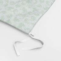 small serene frogs - green on light blue