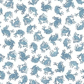 small navy frogs on white