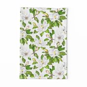 Magnolia Flowers, Bright White, Large Floral Print