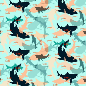 Oh My Sharks in Light Aqua Pattern Camo
