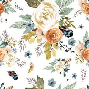 12" Western Autumn / More Florals / White