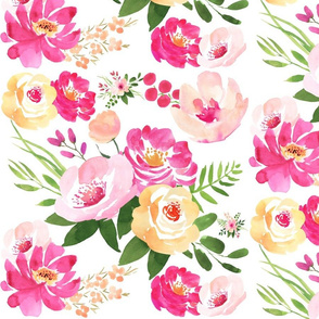 Big Floral White - Watercolor Floral