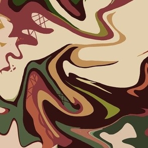 BN2 - LG -  Abstract Marbled Mystery in Browns - Greens - Tan - Mauve